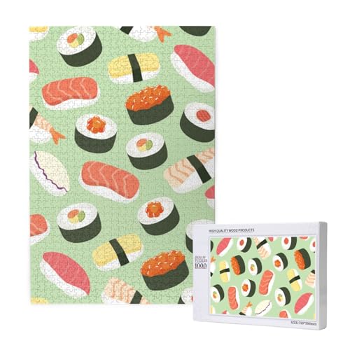 Puzzles Für Erwachsene 1000 Teile Puzzles Für Erwachsene, Puzzle 1000 Teile Für Erwachsene Anspruchsvolle Puzzlespiele Sushi Auf Grün Bedruckt,19,7 x 29,5 Zoll von FUkker