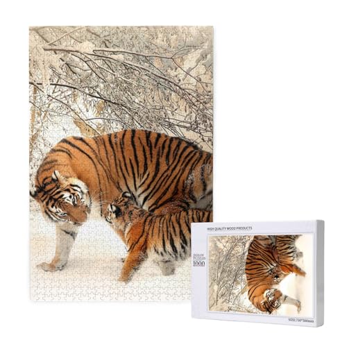 Puzzles Für Erwachsene 1000 Teile Puzzles Für Erwachsene, Puzzle 1000 Teile Für Erwachsene Anspruchsvolle Puzzlespiele Tigerbaby Tigerfamile Young,19,7 x 29,5 Zoll von FUkker