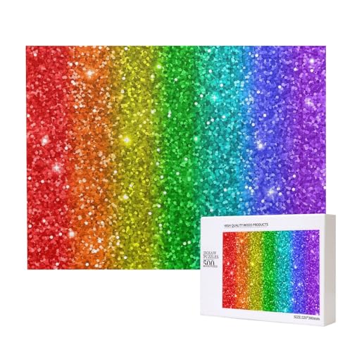 Regenbogen Sieht Aus Wie Mit Pailletten, 500 Stück Holzspielzeug, Puzzlespiele, Erwachsenenpuzzle, Familienspiele, Wanddekorationen,wie Gezeigt,Einheitsgröße von FUkker