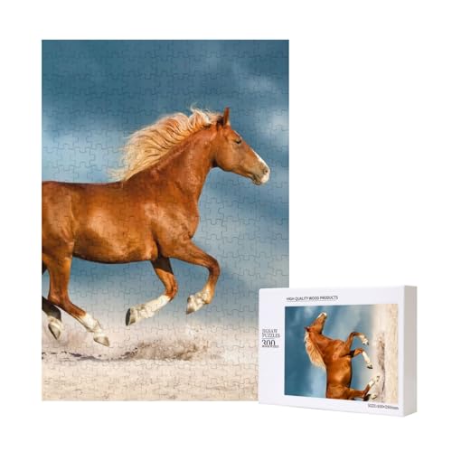 Rotes Rennendes Pferd, Puzzle Für Erwachsene, 300 Teile, Puzzle Für Erwachsene, Puzzle 300 Teile Für Erwachsene, Herausfordernde Puzzlespiele,11x15,7 Zoll von FUkker