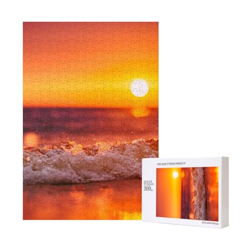 Sonnenuntergang Mit Meereswellen Bedruckt, Puzzle Für Erwachsene, 300 Teile Puzzle Für Erwachsene, Puzzle 300 Teile Für Erwachsene Anspruchsvolle Puzzlespiele,11x15,7 Zoll von FUkker