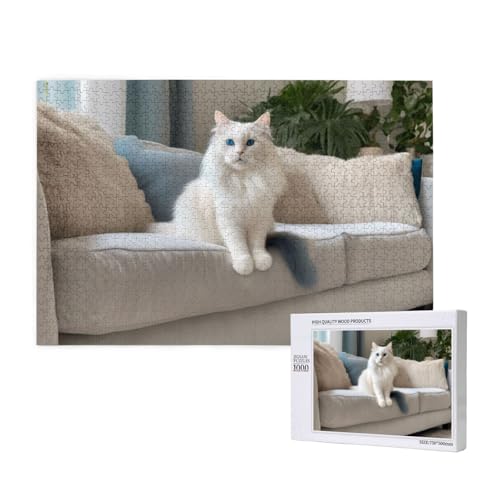 Süße Katze Auf Dem Sofa, 1000 Stück Holzspielzeug, Puzzlespiele, Erwachsenenpuzzle, Familienspiele, Wanddekorationen,wie Gezeigt,Einheitsgröße von FUkker