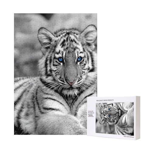 Weißes Tigermuster, Puzzle Für Erwachsene, 300 Teile Puzzle Für Erwachsene, Puzzle 300 Teile Für Erwachsene Anspruchsvolle Puzzlespiele,11x15,7 Zoll von FUkker