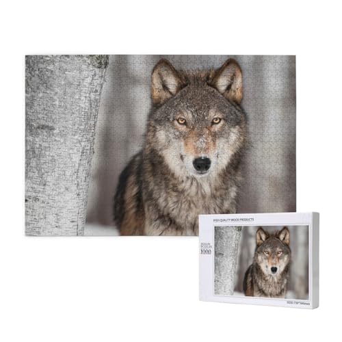 Wilder Wolf-Druck, 1000 Stück Holzspielzeug, Puzzle-Spiele, Erwachsenen-Puzzle, Familienspiele, Wanddekorationen,wie Gezeigt,Einheitsgröße von FUkker