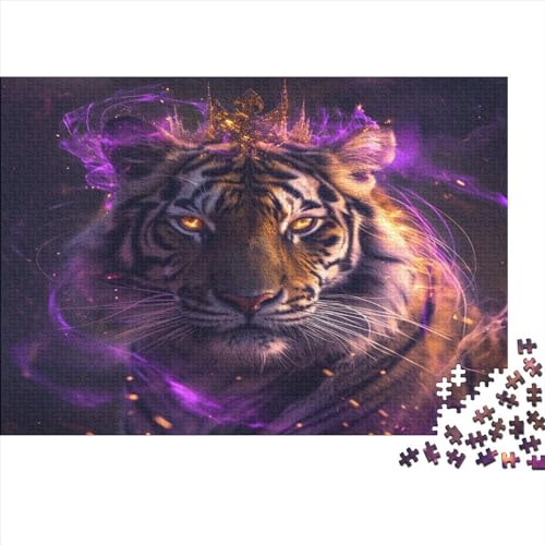 1000 Teile Tiger leuchtendes Puzzle für Erwachsene und Kinder, kreatives rechteckiges Puzzle, Holzpuzzle, lustiges Lernspielzeug, 1000 Teile (75 x 50 cm) von FUmoney