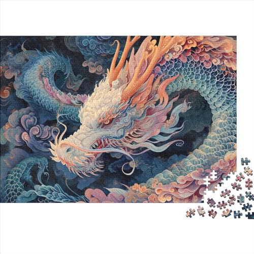 1000 Teile kreatives Puzzle, Kunst-Drachen-Puzzle, rechteckiges Puzzle, Lernspielzeug, Geschenk für Kinder und Erwachsene, 1000 Stück (75 x 50 cm) von FUmoney