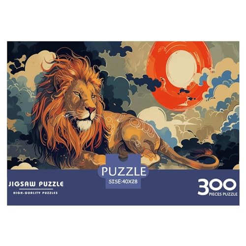 300 Teile Kunst-Löwen-Puzzle, kreative rechteckige Puzzles für Erwachsene und Kinder, große Puzzles für Familien-Lernspiel 300 Teile (40 x 28 cm) von FUmoney