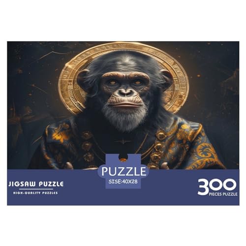 300 Teile Puzzle für Erwachsene, Tierkunst, Affenpuzzle, kreatives rechteckiges Holzpuzzle, Geschenk für Freunde und Familie, 300 Teile (40 x 28 cm) von FUmoney