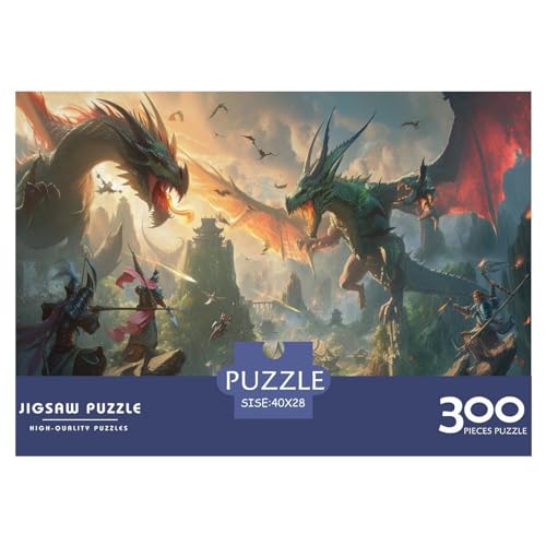 300 Teile Puzzles für Erwachsene, Drachenkampf-Puzzlesets für Familien, Holzpuzzles, Brain Challenge Puzzle, 300 Teile (40 x 28 cm) von FUmoney