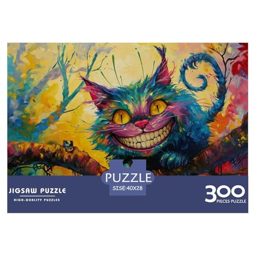 300-teiliges Holzpuzzle, lächelnde Katze, kreatives rechteckiges Puzzle, Geschenk für Familienspiel, Freunde, 300 Stück (40 x 28 cm) von FUmoney