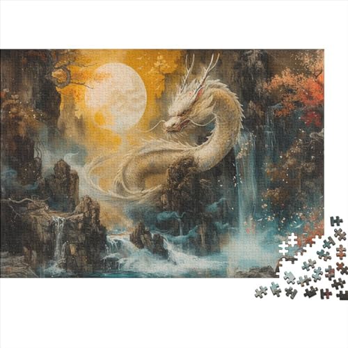 500-teiliges Puzzle für Erwachsene, Malerei-Drachen-Puzzle, Holzpuzzle für Erwachsene, Familienunterhaltungsspielzeug, 500 Stück (52 x 38 cm) von FUmoney