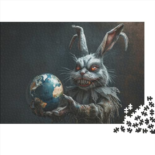 500-teiliges rechteckiges Puzzle für Erwachsene, böser Hase, kreative Puzzle-Herausforderung, Spielzeugpuzzle für Erwachsene und Kinder, 500 Teile (52 x 38 cm) von FUmoney