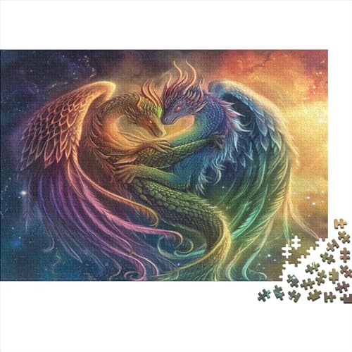 Art Dragon 500-teiliges Puzzle für Erwachsene, kreatives rechteckiges Puzzle, Holzpuzzle, Puzzle, Geschenk für Freunde, Familie, 500 Stück (52 x 38 cm) von FUmoney