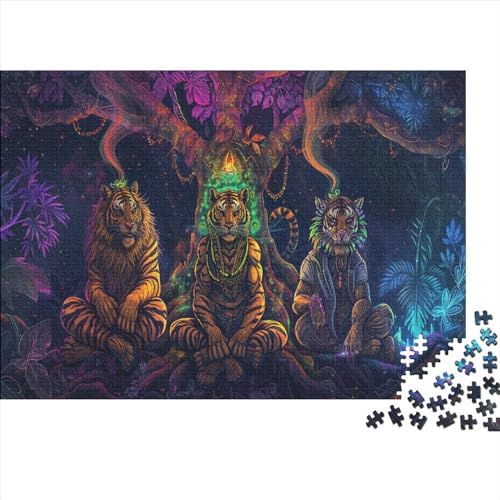 Art Tiger Holzpuzzle für Erwachsene, 1000 Teile, rechteckiges Puzzle, Geschenke für Erwachsene und Kinder, Heimdekoration und Familienspiel, 1000 Teile (75 x 50 cm) von FUmoney