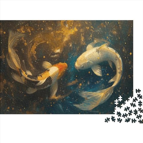 Galaxy Koi_Fish Puzzles für Erwachsene, 500-teiliges Puzzle für Erwachsene, Holzpuzzle, lustiges Dekomprimierungsspiel, 500 Teile (52 x 38 cm) von FUmoney