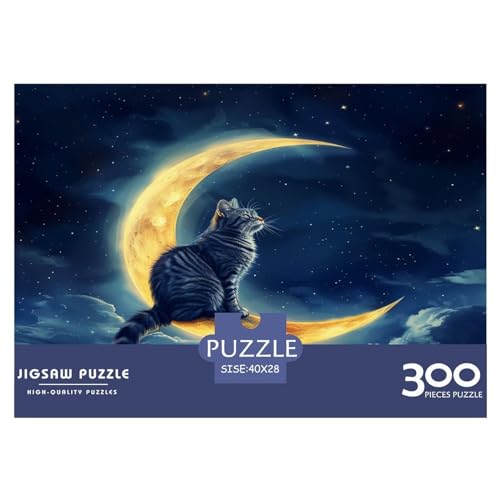 Kreative rechteckige Puzzles für Erwachsene, 300 Teile, Kunstkatze, Holzpuzzle, praktisches Spiel, Familiendekoration, 300 Stück (40 x 28 cm) von FUmoney