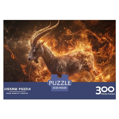 Puzzle für Erwachsene, 300 Teile, Ziegenflammen-Puzzle, kreatives rechteckiges Puzzle, Dekomprimierungsspiel, 300 Teile (40 x 28 cm) von FUmoney