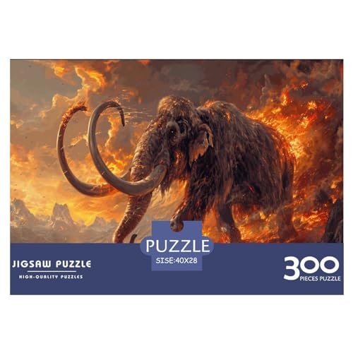 Puzzles für Erwachsene, 300 Teile, flammendes Mammut, Puzzles für Erwachsene, Holzbrettpuzzles, lustiges Geschenk, 300 Teile (40 x 28 cm) von FUmoney