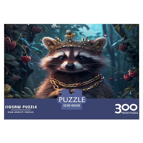 Tier-Waschbär-Puzzles für Erwachsene, 300-teiliges Puzzle für Erwachsene, Holzpuzzle, lustiges Dekomprimierungsspiel, 300 Teile (40 x 28 cm) von FUmoney