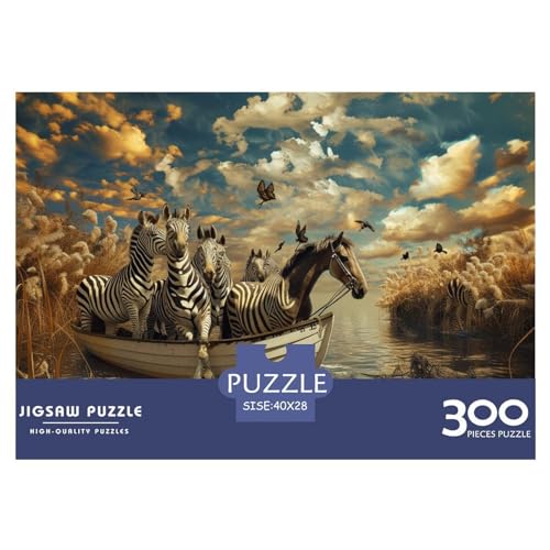 Tier-Zebra-Puzzles für Erwachsene, 300-teiliges Puzzle für Erwachsene, Holzpuzzle, lustiges Dekomprimierungsspiel, 300 Teile (40 x 28 cm) von FUmoney