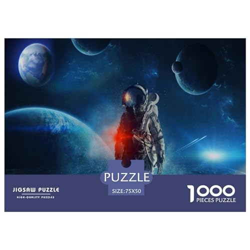 Weltraum-Astronauten-Puzzle für Erwachsene, 1000, klassisches Puzzle, entspannendes Holzpuzzlespiel, Denksportaufgabe, 1000 Teile (75 x 50 cm) von FUmoney