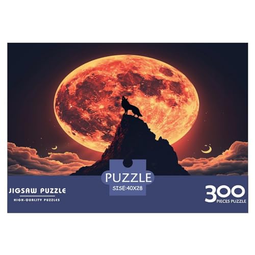 Wolf heult 300 Teile Puzzle für Erwachsene, kreatives rechteckiges Puzzle, Geschenk, Holzpuzzlespiel, Kinder, Denksportaufgaben, Spielzeug, 300 Teile (40 x 28 cm) von FUmoney