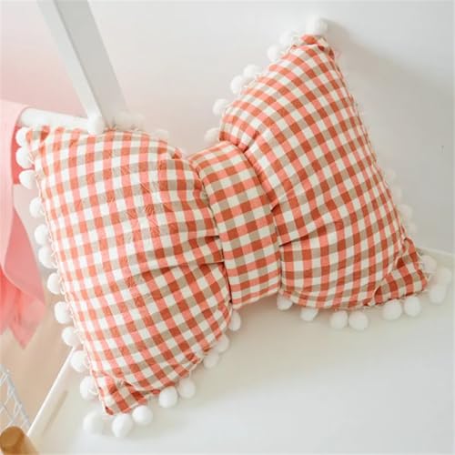 FVCTGHZ Ins Hot Cotton Bow Sofa Wurfkissen mädchenhaftes Schlafzimmer Erkerfenster Dekoration Kissen süßes Bett Streifen Schleife Schlafkissen(Color8) von FVCTGHZ