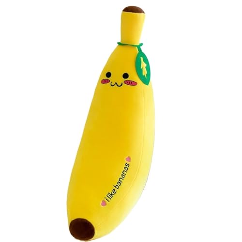 FVCTGHZ Kreatives, süßes Bananenkissen aus Plüsch – langes, kuscheliges Fruchtplüschtier for Sofa, Bett oder Geschenk, lustiges Emoji-inspiriertes Design, perfekt for Freunde und Kinder(35cm(0.1kg)) von FVCTGHZ