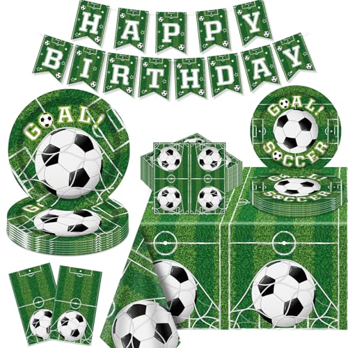 164 PCS Fußball Geburtstag Party Dekorationen Fußball Thema Geburtstag Party Supply Fußball Geschirr Set Sport Thema Geburtstag Party Dekor dient 20 von FVEOCR