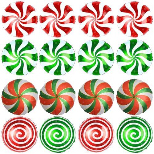 16Pcs Christmas Foil Balloons Weihnachten Süßigkeiten Folienballons Weihnachten Winter Urlaub Party Ballons für Geburtstag und Weihnachten Süßigkeiten Thema Party Dekorationen Versorgung von FVEOCR