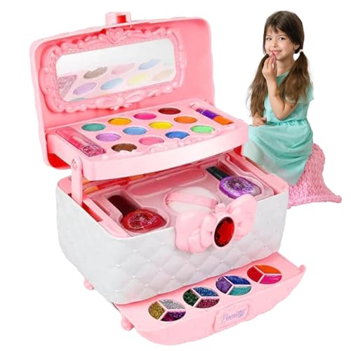 FVPKYUR Kinder-Make-up-Set für Mädchen,Waschbares rosafarbenes Kinder-Make-up | Make-up-Set für Mädchen, Keine Belastung für die Haut, tragbares Princess-Kosmetikspielzeug für Mädchen im Alter von von FVPKYUR