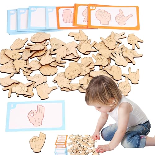 FVPKYUR Lern-Matching-Spiele,Matching-Spiel für Kinder, Passende Gesten-Puzzles aus Holz, Tragbares sensorisches Spielzeug, lustiges Lernspielzeug für Zuhause, Kindergarten, Schule von FVPKYUR