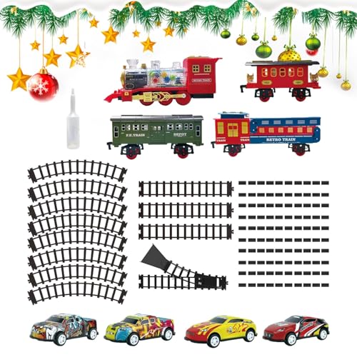 FVPKYUR Modelleisenbahn-Set, Kindereisenbahn-Set - Elektrisches Eisenbahn-Set, Sound-Zug-Spielzeug | Batteriebetriebenes Eisenbahn-Weihnachtsspielzeug für Mädchen und von FVPKYUR