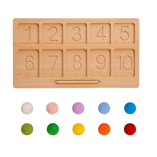 FVPKYUR Nummernsortiertablett, Nummernverfolgungstafel,Zahlensuchspielzeug aus Holz - Lernspielzeug, Perlenspiel, Heimschulbedarf, Buchstaben-Durchzeichnungstafel für Kleinkinder, Kinder, und Mädchen von FVPKYUR