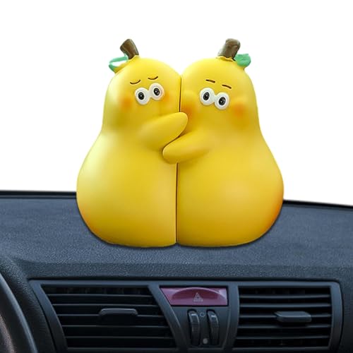 FVPKYUR Süße Auto Dashboard -Spielzeugfigur, niedliche Paar Puppen -Ornamente - 2X Cartoon Birnenformes Harz teilen Sie die Puppe Niemals,Innen Dashboard -Zubehör Home Table Dekoration für Männer von FVPKYUR