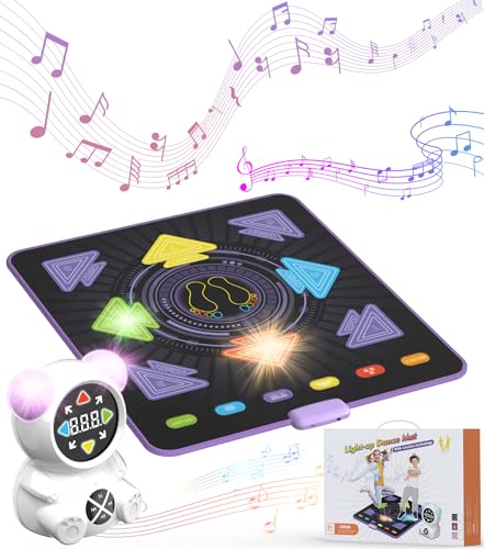 FWFX Tanzmatte, wiederaufladbare kabellose leuchtende Kindertanzmatte Spielzeug, musikalische Tanzmatte mit unabhängigem Musik-Player, Geschenk für 4,5,6,7,8,9,10,11,12 Mädchen Jungen von FWFX