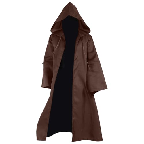 FWHFNB Jedi Robe,Jedi kostüm,Jedi Umhang mit Kapuze,Unisex für Erwachsene Umhang,für Halloween,Karneval,Maskerade,Vampir Cosplay (Braun, L) von FWHFNB