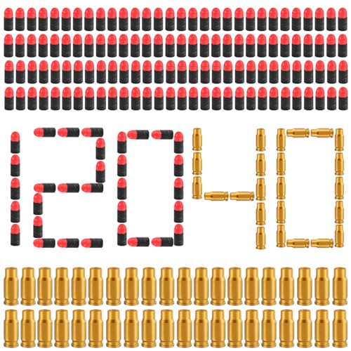 Schaumstoff Munition,120 Stück Kugel,40 Stück Patronenhülse,Munition für Spielzeugpistole,für Kinder,Jungen und Mädchen (Kugel-Patronenhülse) von FWHFNB