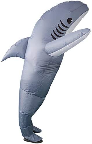 FXICH Aufblasbarer Hai Kostüm für Erwachsene,Hai Halloween Kostüm Fancy Dress (inflatable shark costume grey) von FXICH