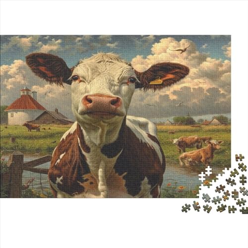 Cute Little Kuh Puzzle 1000 Teile Erwachsene Puzzles Für Erwachsene Klassische Puzzles 1000 Teile Erwachsene Puzzlespiel Schwer Pädagogisches Spielzeug Erwachsene Kinder Puzzel 1000pcs (75x50cm) von FXJALUIED