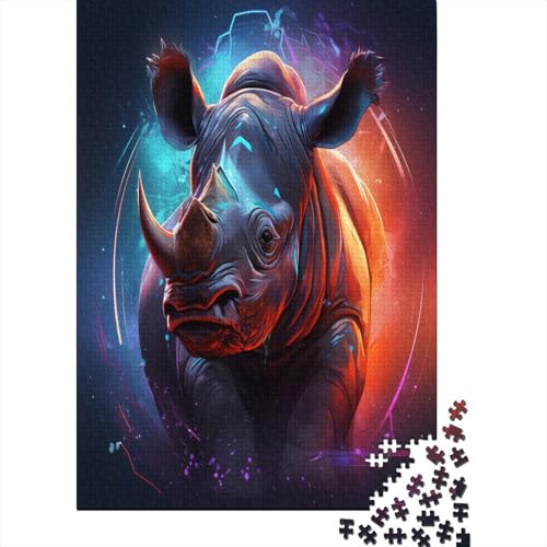 Rhinoceros Puzzle 1000 Teile,Puzzle Für Erwachsene, Impossible Puzzle, GesKükenlichkeitsspiel Für Die Ganze Familie,Puzzle Legespiel- Erwachsenenpuzzle Puzzel 1000pcs (75x50cm) von FXJALUIED