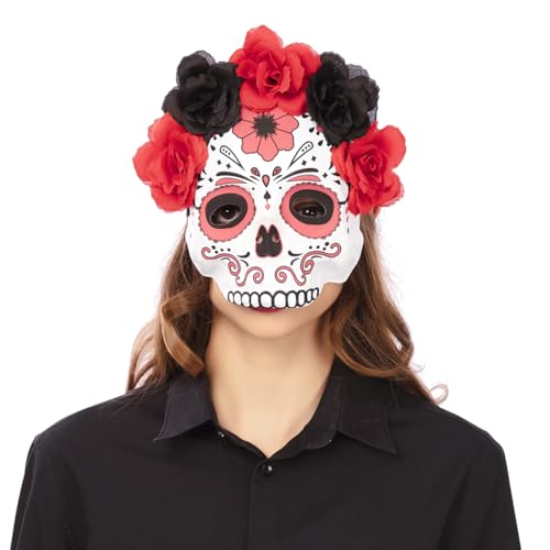 FYASA - Halbmaske Catrina mit Blumen für Kostüm von FYASA