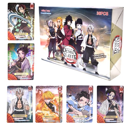 Deemon Slaayer Karten Sammelkarte Anime Sammelkarten 36 Packungen Anime Kartenspiel für Fans Kinder Teenager und Erwachsene Cartoon Trading Card Sets als Geschenk für Geburtstag von FYDZBSL