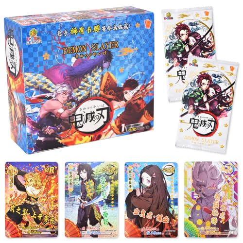 Demon Slayer Annihilation Anime Karten 192 Stück Sammelkarten Karten Set Cartoon Kartenspiel Trading Cards für Fans, Kinder, Teenager und Erwachsene Anime Kartenspiel (32 Packungen, 6 Blatt/Paket) von FYDZBSL