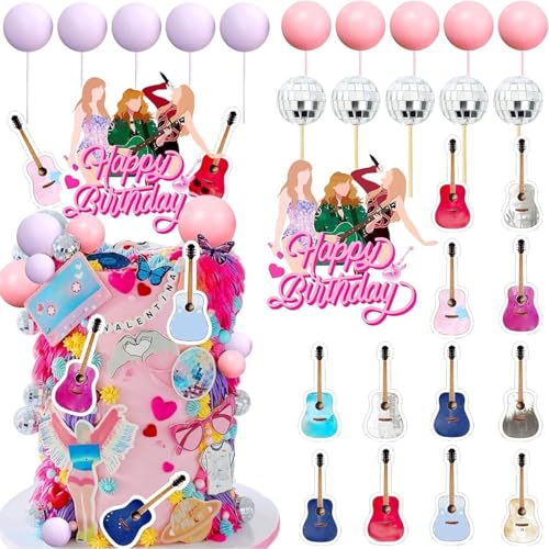 FYDZBSL 28pcs Musik Cupcake Topper Sänger Konzert Kuchen Dekoration Gitarre Geburtstag Tortendeko Gitarre Dekoration Kuchen Geeignet für Musik Party Dekoration von FYDZBSL