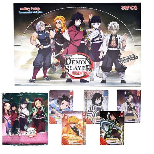 FYDZBSL Demon Slayer Karten Sammelkarte 36 Packungen Anime Sammelkarten Kartenspiel für Fans Kinder Teenager und Erwachsene Cartoon Trading Card Sets als Geschenk für Geburtstag von FYDZBSL