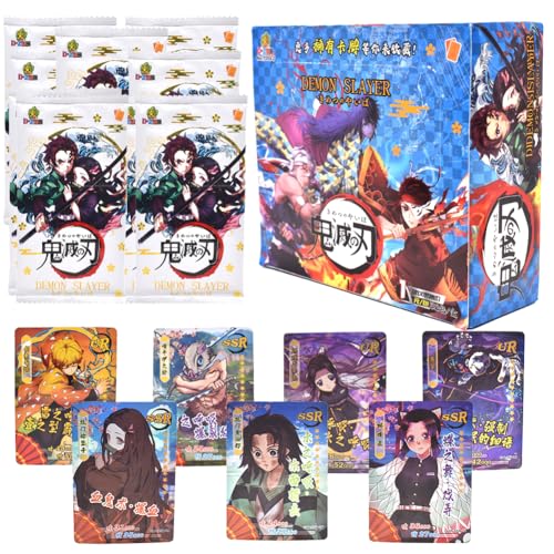 FYDZBSL Demon Slayer Karten Sammelkarte Anime Sammelkarten 32 Packungen Anime Kartenspiel für Fans Kinder Teenager und Erwachsene Cartoon Trading Card Sets als Geschenk für Geburtstag von FYDZBSL