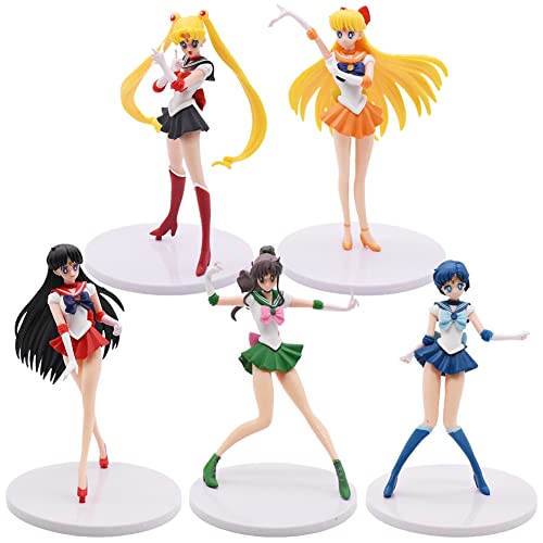 FYDZBSL Sailor Moon Figure Anime Statue beliebte Model Actionfigur PVC Doll Collectibles Spielzeug Sammlerstück Dekoration Ornamente Sammlung Desktop Puppe 5pcs von FYDZBSL