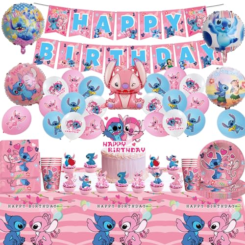 Stitch Geburtstag Party Set,Stitch Partygeschirr,Stitch Geburtstag Deko,Geburtstag Stitch Luftballon,Party Deko，Kindergeburtstag Deko von FYFLYMT