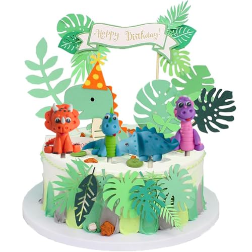 15 Stück Dinosaurier Kuchen Topper Dschungel Kuchen Topper Cupcake einfügen 3D Dinosaurier Kuchen Topper für Kinder Jungen Geburtstag Party Dekoration von FYJCXCMP